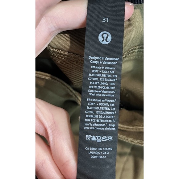 Lululemon Brown ABC Classic-Fit 5 Pocket Men's Pants Size 31 - Picture 3 of 4